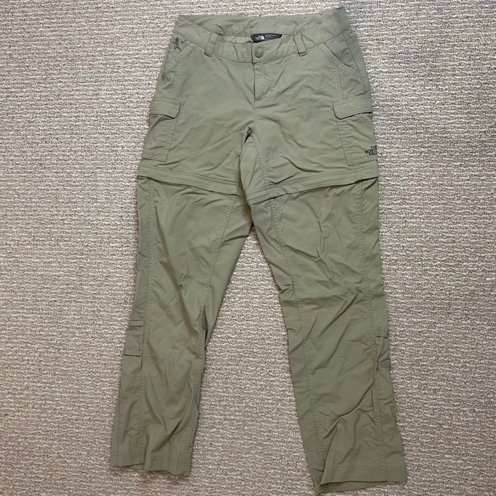 THE NORTH FACE Womens Size 2 Convertible Hiking Zip Off Khaki Beige Pants Shorts